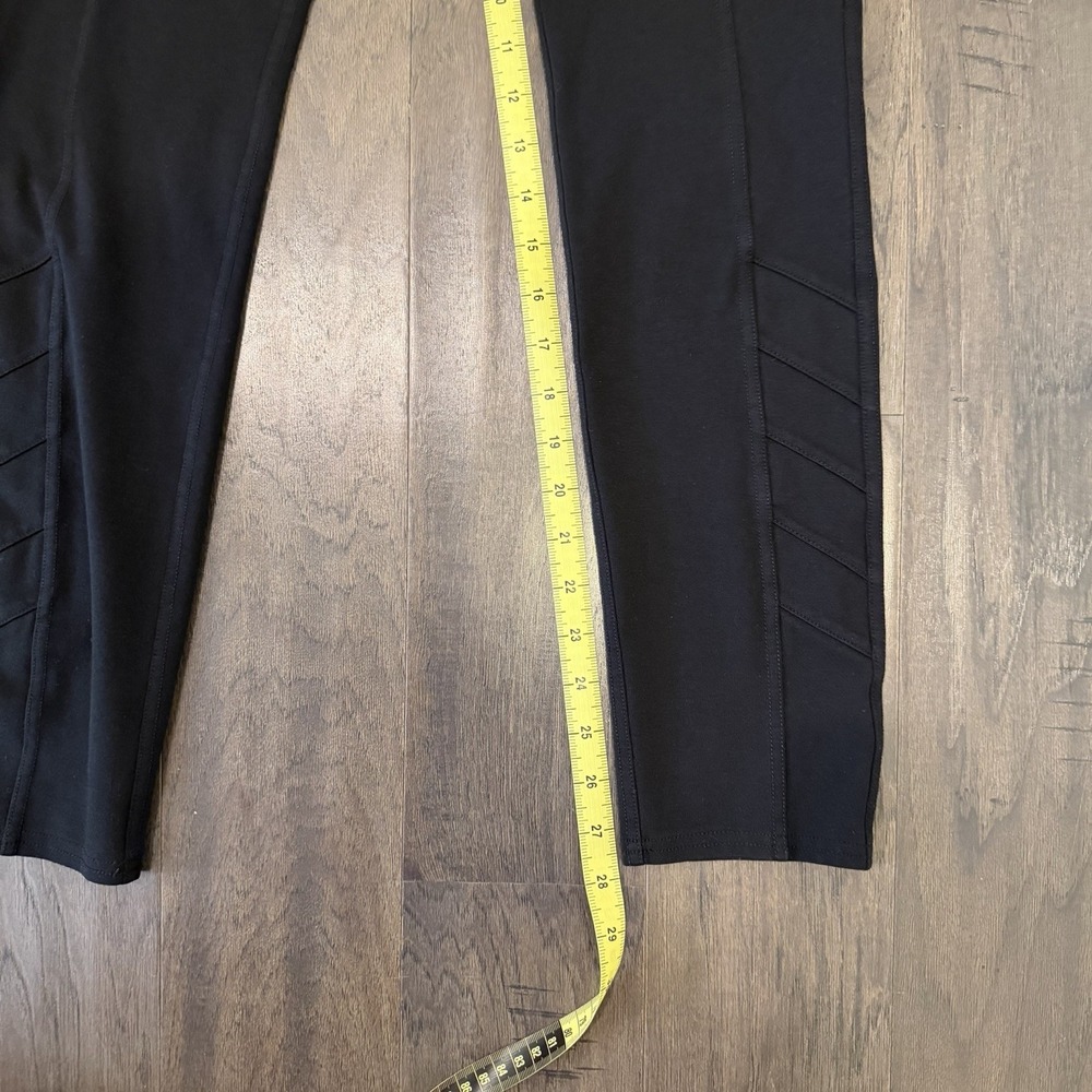 Athleta Ponte Moto Black Pants S8 Slim Fit Zip Pocket Stretch Active Travel - Picture 13 of 16